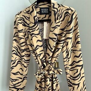 Scotch & Soda Tiger Print Belted Blazer Dress M NWT